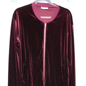 L.A. Hearts Burgundy Maroon Velour Velvet Track Lightweight Jacket